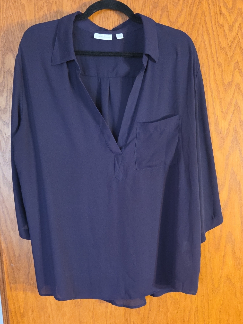 New York & Company Purple V-Neck Pocket Tunic Size Xxl